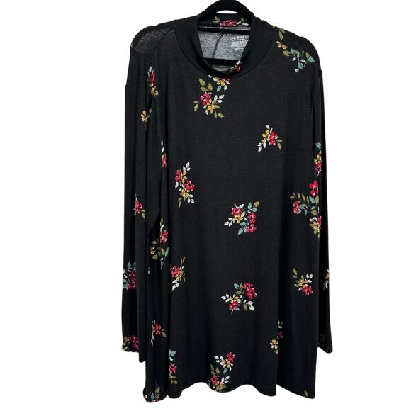 Lane Bryant Swing Collection Top 18/20 Black Floral Long Sleeve Plus NWT - Picture 1 of 6
